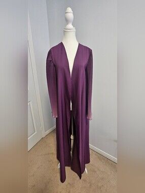 Long Purple Open Front Duster Cardigan